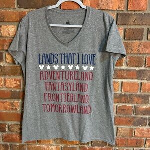 Disney Parks womens lands that I love short sleeve t-shirt gray XL